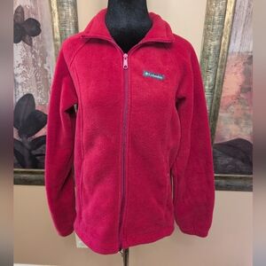 Women's Size Medium Columbia Front Zip Fleece Red Jacket